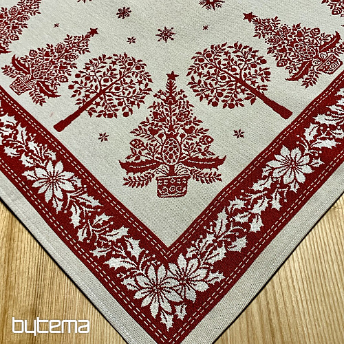 Tapestry tablecloth and scarf FOLK CHRISTMAS red