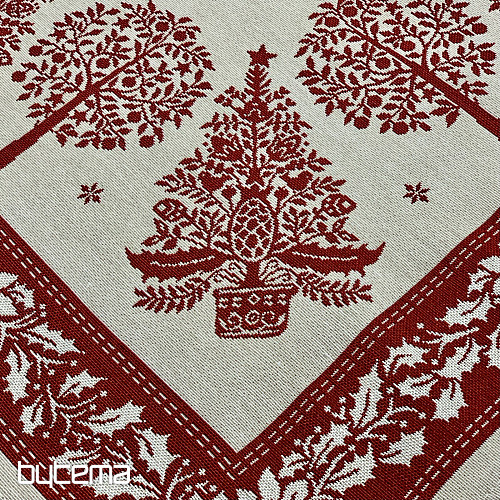 Tapestry tablecloth and scarf FOLK CHRISTMAS red