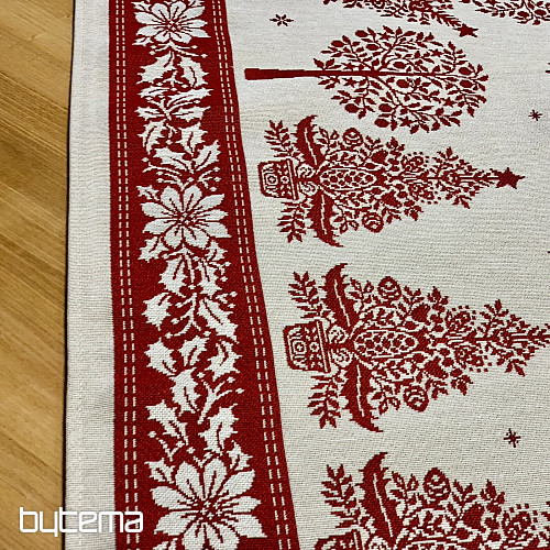 Tapestry tablecloth and scarf FOLK CHRISTMAS red