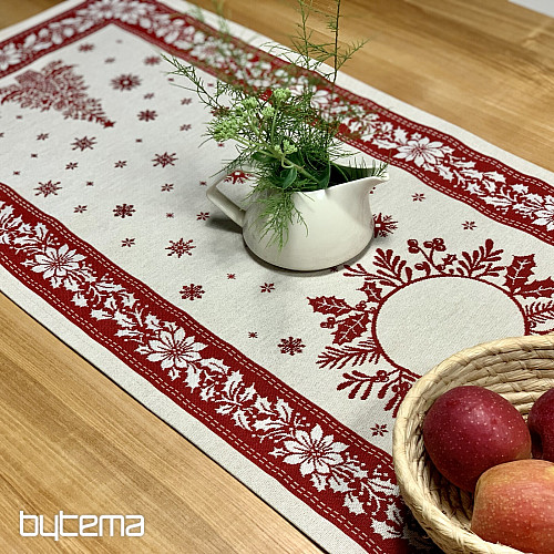 Tapestry tablecloth and scarf FOLK CHRISTMAS red