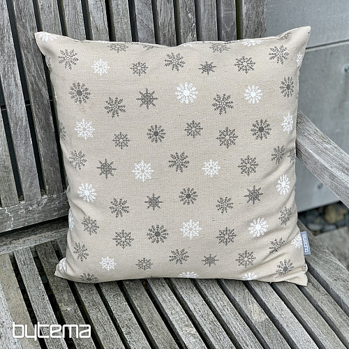Christmas decorative cover FLAKES GREY WHITE