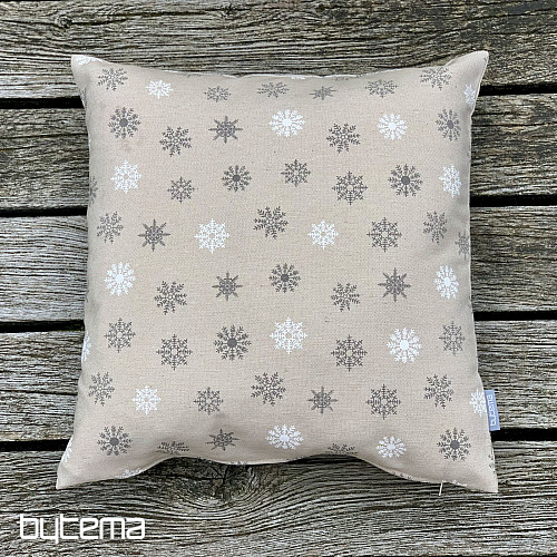 Christmas decorative cover FLAKES GREY WHITE