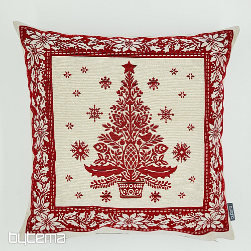 Christmas tapestry cover FOLK CHRISTMAS 3 red