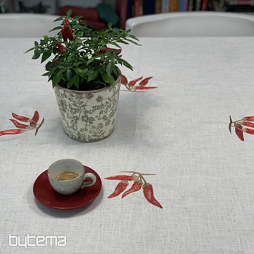 Tablecloth with linen blend PEPPERS