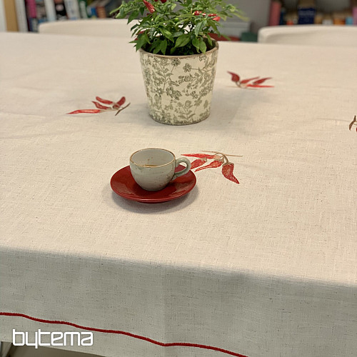 Tablecloth with linen blend PEPPERS