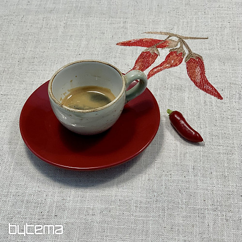 Tablecloth with linen blend PEPPERS