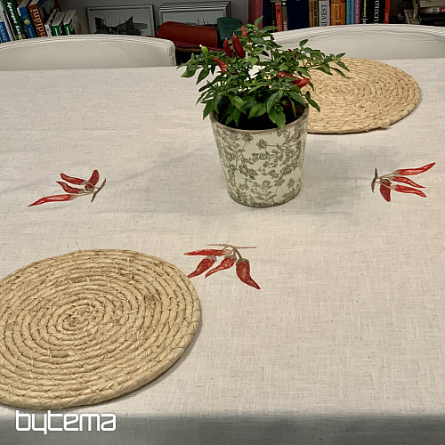 Tablecloth with linen blend PEPPERS