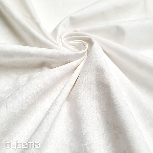 Cotton decorative fabric MARGELIE flower WHITE