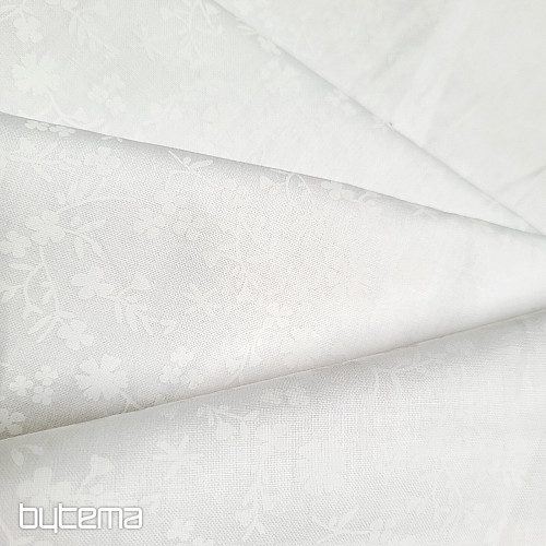 Cotton decorative fabric MARGELIE flower WHITE
