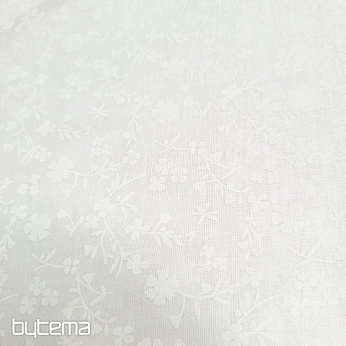 Cotton decorative fabric MARGELIE flower WHITE