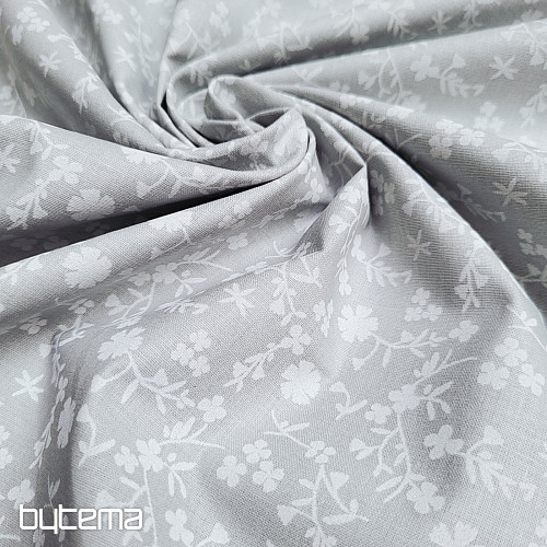 Cotton decorative fabric MARGELIE flower GREY