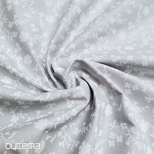 Cotton decorative fabric MARGELIE flower GREY