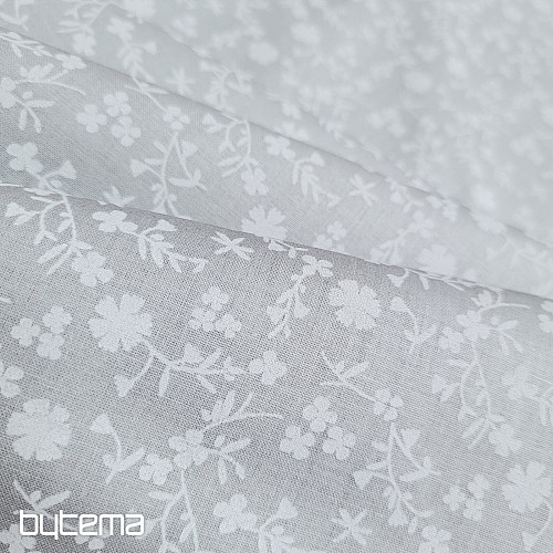 Cotton decorative fabric MARGELIE flower GREY