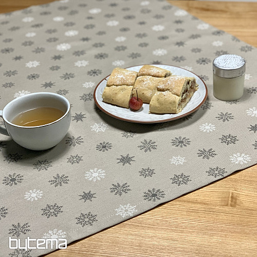 Christmas tablecloth and scarf FLAKES GREY WHITE