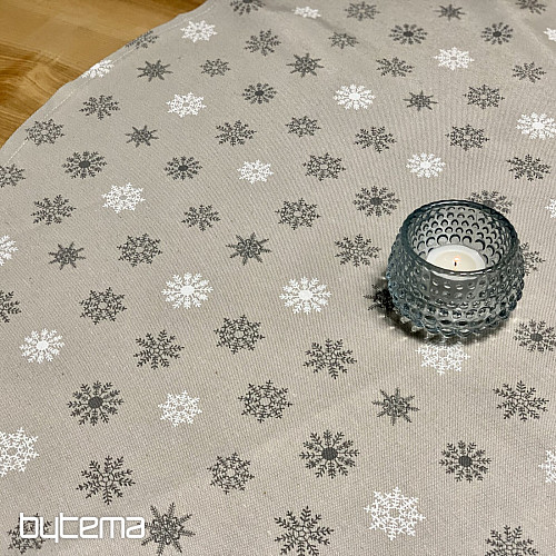 Christmas tablecloth and scarf FLAKES GREY WHITE