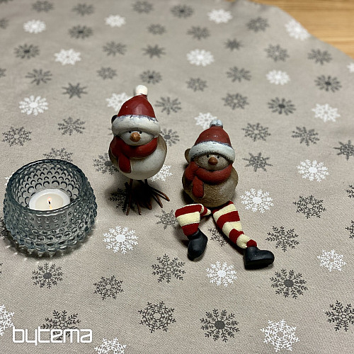 Christmas tablecloth and scarf FLAKES GREY WHITE