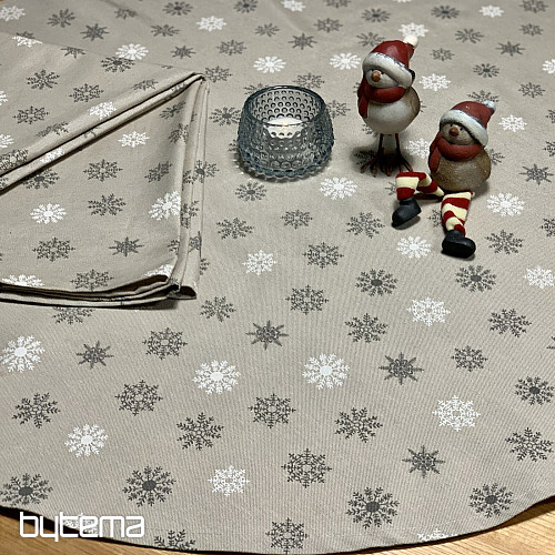 Christmas tablecloth and scarf FLAKES GREY WHITE