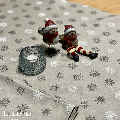 Christmas tablecloth and scarf FLAKES GREY WHITE