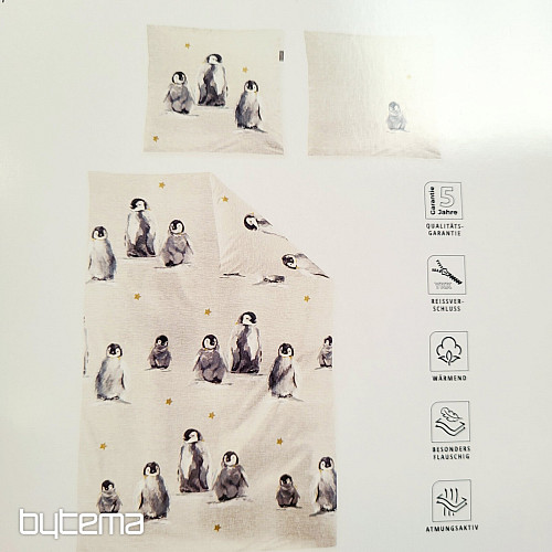 Luxury flannel bedding IRISETTE PANDA 8645-80 PENGUINS