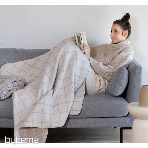 Blanket DF MERANO CHECKERED BEIGE