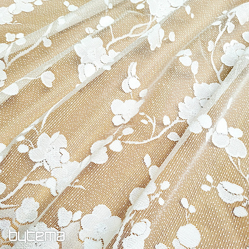 Jacquard curtain GITA WHITE FLOWERS