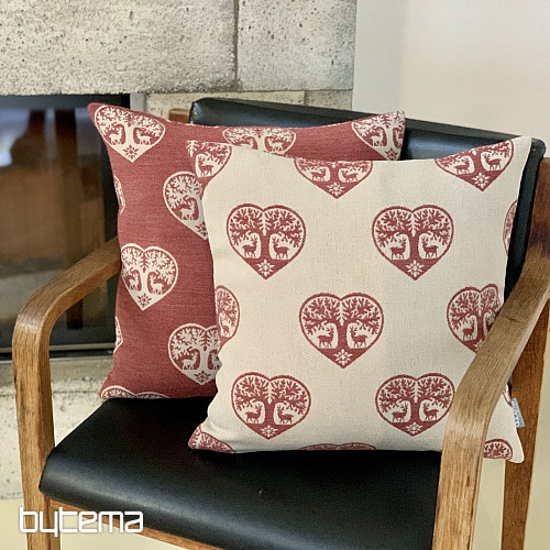 Luxury decorative cover HEART WITH DEER red A