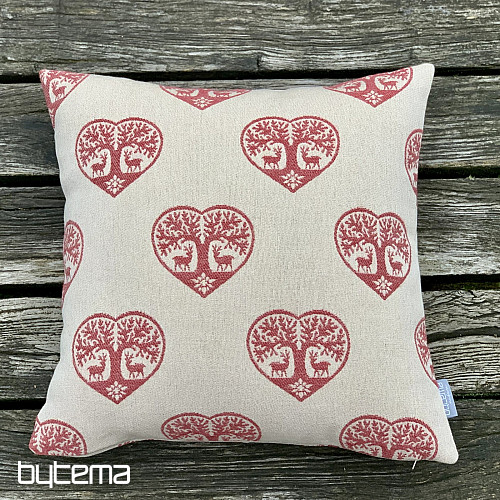 Luxury decorative cover HEART WITH DEER red B
