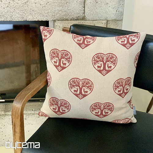 Luxury decorative cover HEART WITH DEER red B