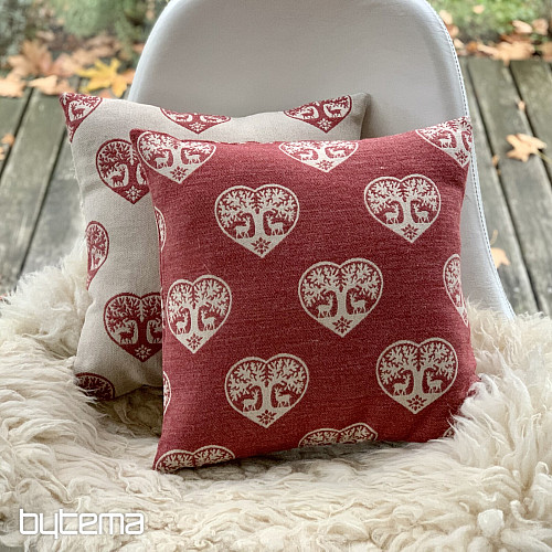 Luxury decorative cover HEART WITH DEER red B