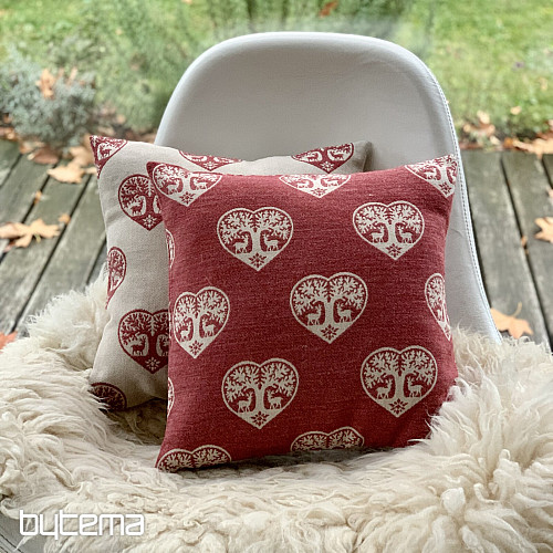 Luxury decorative cover HEART WITH DEER red B