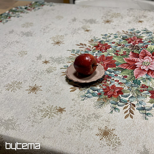 Christmas tapestry tablecloth round CHRISTMAS ROSES