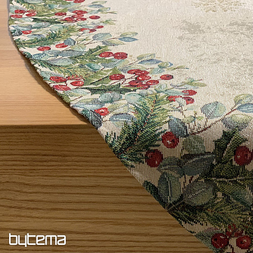 Christmas tapestry tablecloth round CHRISTMAS ROSES