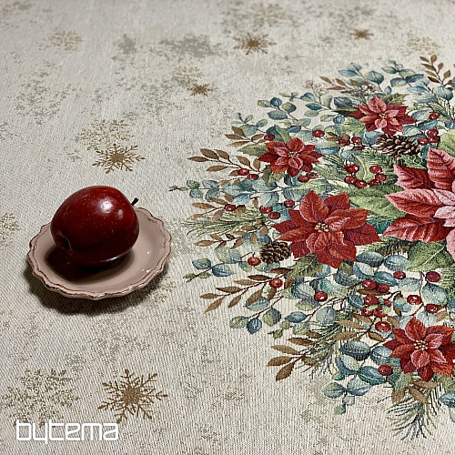 Christmas tapestry tablecloth round CHRISTMAS ROSES
