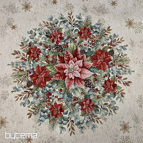 Christmas tapestry tablecloth round CHRISTMAS ROSES