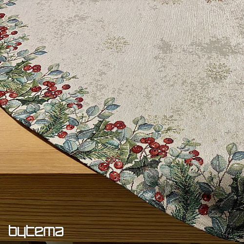 Christmas tapestry tablecloth round CHRISTMAS ROSES