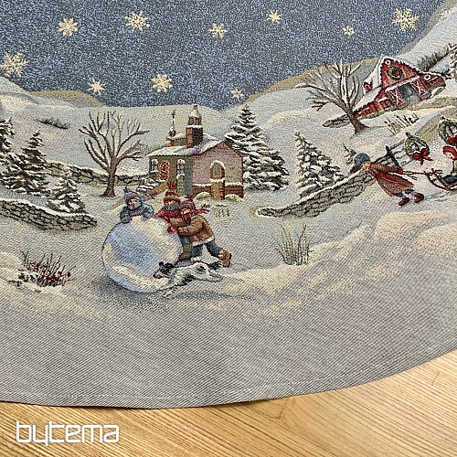 Christmas tapestry tablecloth round JOY OF CHRISTMAS