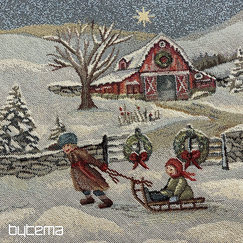 Christmas tapestry tablecloth round JOY OF CHRISTMAS