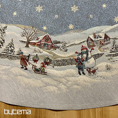 Christmas tapestry tablecloth round JOY OF CHRISTMAS