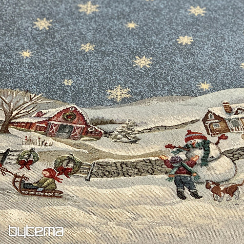 Christmas tapestry tablecloth round JOY OF CHRISTMAS