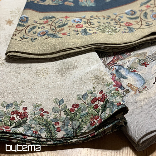 Christmas tapestry tablecloth round JOY OF CHRISTMAS