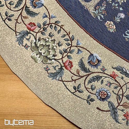Tapestry tablecloth round TREE OF HAPPINESS blue