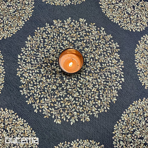 Tapestry tablecloth round TREE OF HAPPINESS blue