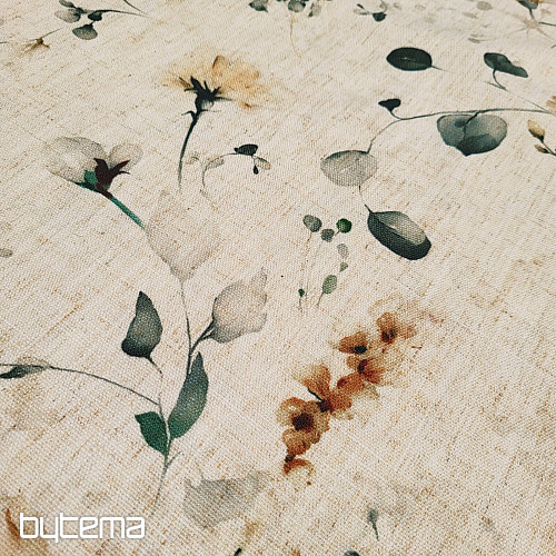 Decorative fabric LATE FLOWERS ochre