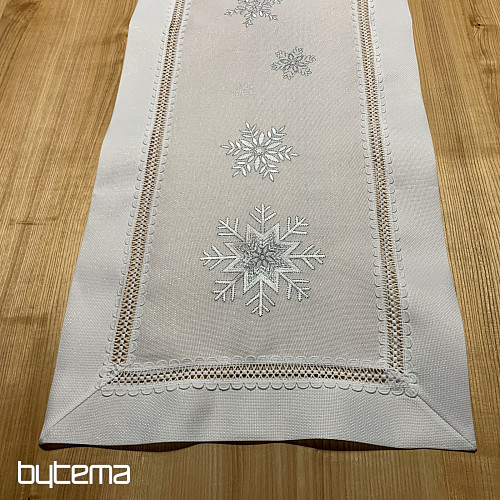 Christmas embroidered tablecloth SILVER FLAKES