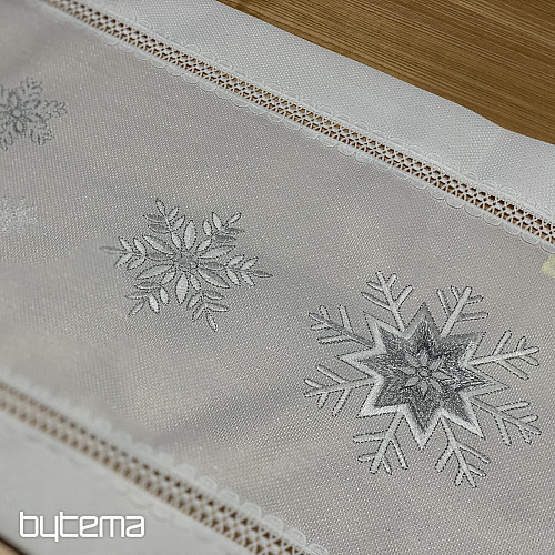 Christmas embroidered tablecloth SILVER FLAKES