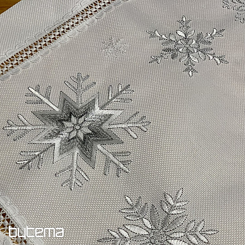 Christmas embroidered tablecloth SILVER FLAKES