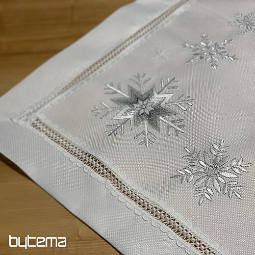 Christmas embroidered tablecloth SILVER FLAKES