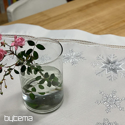 Christmas embroidered tablecloth SILVER FLAKES