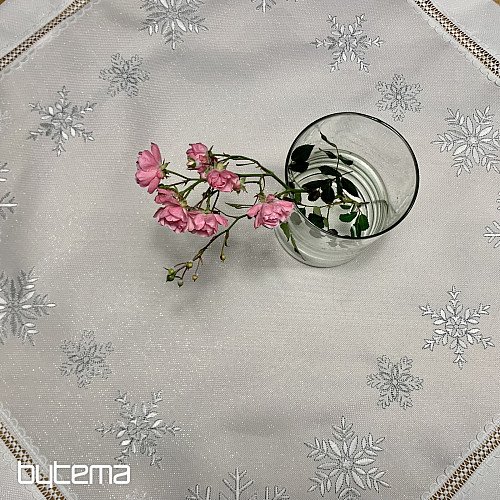 Christmas embroidered tablecloth SILVER FLAKES