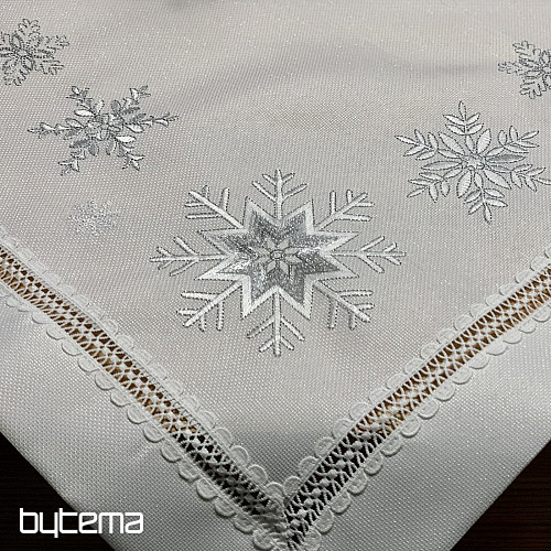 Christmas embroidered tablecloth SILVER FLAKES
